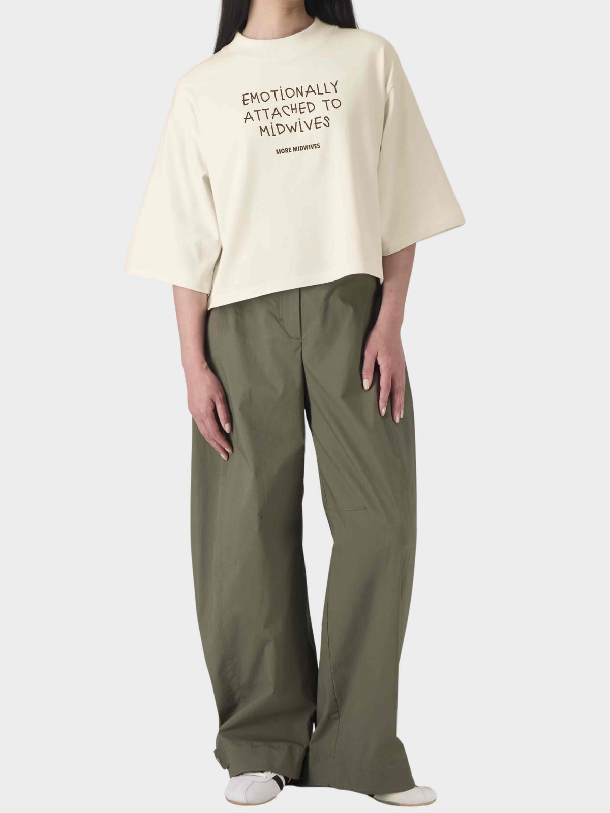Hebammen Shirt Cropped Oversized Top MORE MIDWIVES